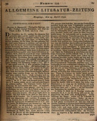 Allgemeine Literatur-Zeitung (Literarisches Zentralblatt für Deutschland) Freitag 29. April 1791