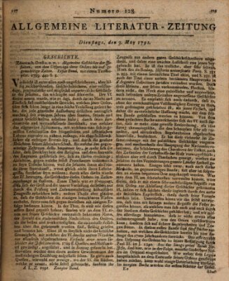 Allgemeine Literatur-Zeitung (Literarisches Zentralblatt für Deutschland) Dienstag 3. Mai 1791