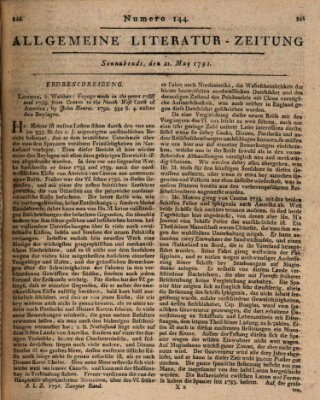 Allgemeine Literatur-Zeitung (Literarisches Zentralblatt für Deutschland) Samstag 21. Mai 1791