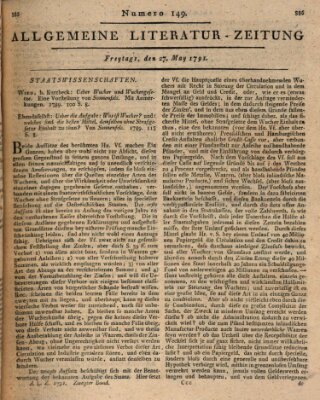 Allgemeine Literatur-Zeitung (Literarisches Zentralblatt für Deutschland) Freitag 27. Mai 1791