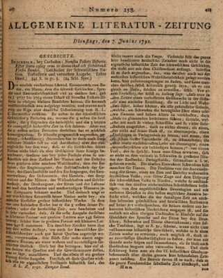 Allgemeine Literatur-Zeitung (Literarisches Zentralblatt für Deutschland) Dienstag 7. Juni 1791