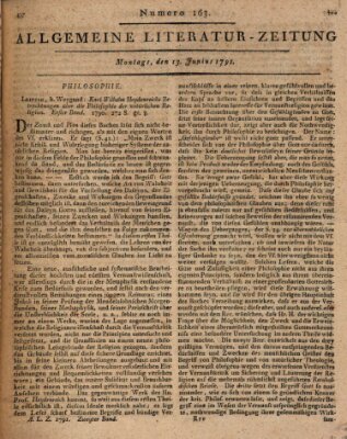 Allgemeine Literatur-Zeitung (Literarisches Zentralblatt für Deutschland) Montag 13. Juni 1791