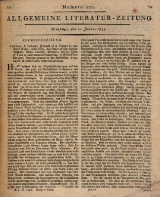 Allgemeine Literatur-Zeitung (Literarisches Zentralblatt für Deutschland) Dienstag 21. Juni 1791