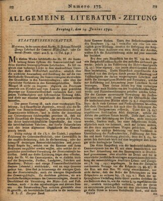 Allgemeine Literatur-Zeitung (Literarisches Zentralblatt für Deutschland) Freitag 24. Juni 1791