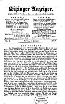 Kitzinger Anzeiger Freitag 1. Januar 1869