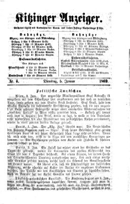 Kitzinger Anzeiger Dienstag 5. Januar 1869