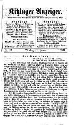 Kitzinger Anzeiger Dienstag 12. Januar 1869