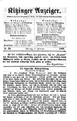 Kitzinger Anzeiger Montag 8. Februar 1869