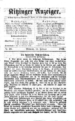 Kitzinger Anzeiger Mittwoch 10. Februar 1869