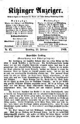 Kitzinger Anzeiger Samstag 20. Februar 1869