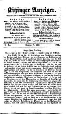 Kitzinger Anzeiger Montag 1. März 1869