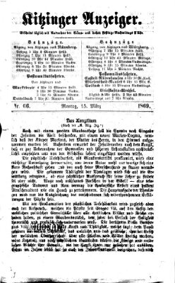 Kitzinger Anzeiger Montag 15. März 1869