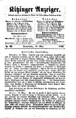 Kitzinger Anzeiger Donnerstag 18. März 1869