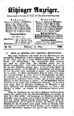 Kitzinger Anzeiger Mittwoch 24. März 1869