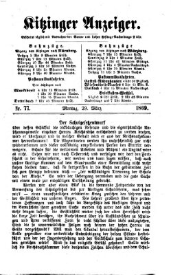 Kitzinger Anzeiger Montag 29. März 1869