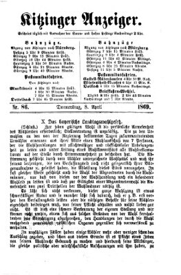 Kitzinger Anzeiger Donnerstag 8. April 1869