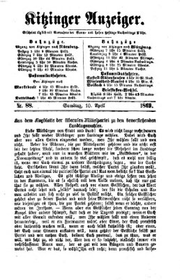 Kitzinger Anzeiger Samstag 10. April 1869