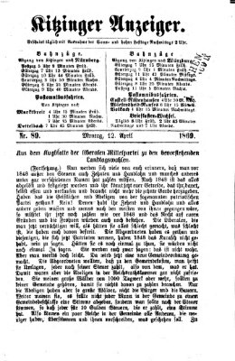 Kitzinger Anzeiger Montag 12. April 1869