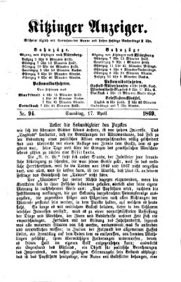 Kitzinger Anzeiger Samstag 17. April 1869