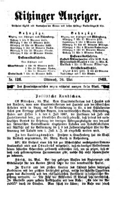 Kitzinger Anzeiger Mittwoch 26. Mai 1869