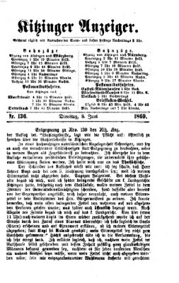 Kitzinger Anzeiger Dienstag 8. Juni 1869