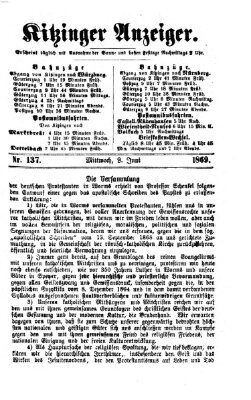 Kitzinger Anzeiger Mittwoch 9. Juni 1869