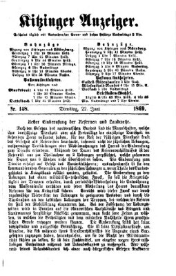 Kitzinger Anzeiger Dienstag 22. Juni 1869