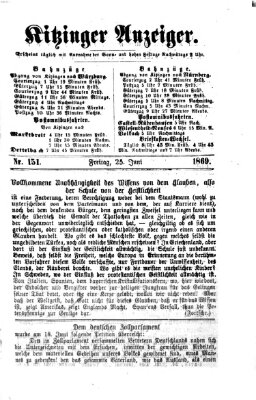 Kitzinger Anzeiger Freitag 25. Juni 1869