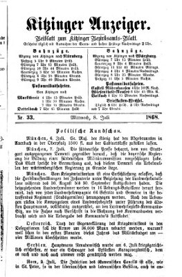 Kitzinger Anzeiger Mittwoch 8. Juli 1868