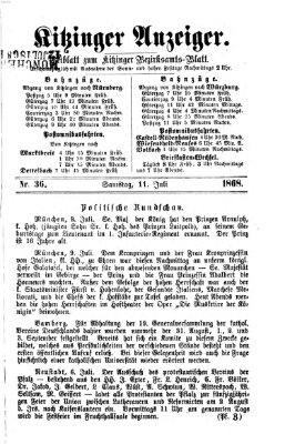 Kitzinger Anzeiger Samstag 11. Juli 1868