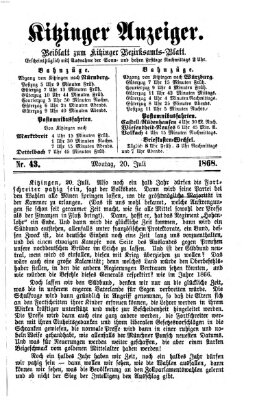 Kitzinger Anzeiger Montag 20. Juli 1868