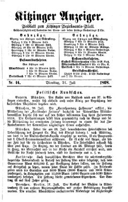 Kitzinger Anzeiger Dienstag 21. Juli 1868