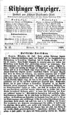 Kitzinger Anzeiger Mittwoch 22. Juli 1868