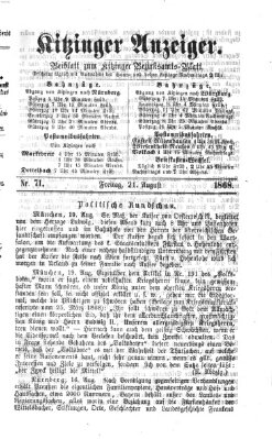 Kitzinger Anzeiger Freitag 21. August 1868