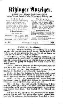 Kitzinger Anzeiger Samstag 22. August 1868