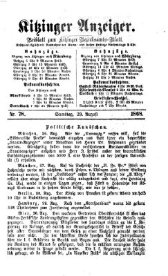 Kitzinger Anzeiger Samstag 29. August 1868