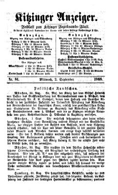 Kitzinger Anzeiger Mittwoch 2. September 1868