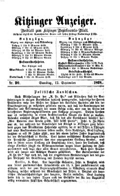 Kitzinger Anzeiger Samstag 12. September 1868