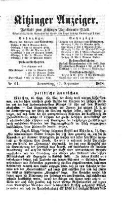 Kitzinger Anzeiger Donnerstag 17. September 1868