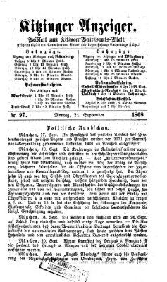 Kitzinger Anzeiger Montag 21. September 1868