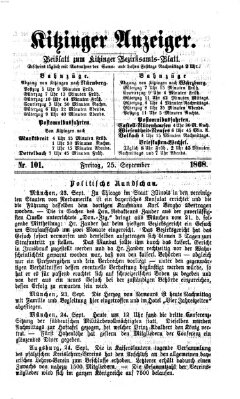 Kitzinger Anzeiger Freitag 25. September 1868