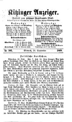 Kitzinger Anzeiger Mittwoch 30. September 1868