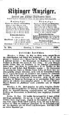 Kitzinger Anzeiger Samstag 3. Oktober 1868