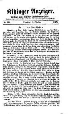 Kitzinger Anzeiger Dienstag 6. Oktober 1868