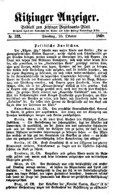 Kitzinger Anzeiger Dienstag 20. Oktober 1868