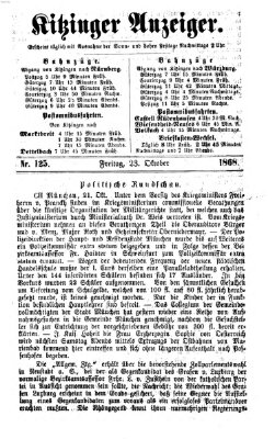 Kitzinger Anzeiger Freitag 23. Oktober 1868