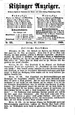 Kitzinger Anzeiger Freitag 30. Oktober 1868