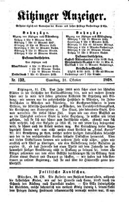 Kitzinger Anzeiger Samstag 31. Oktober 1868