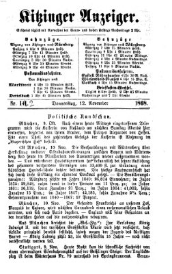 Kitzinger Anzeiger Donnerstag 12. November 1868