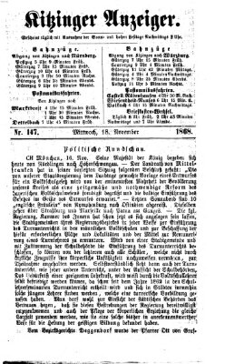 Kitzinger Anzeiger Mittwoch 18. November 1868